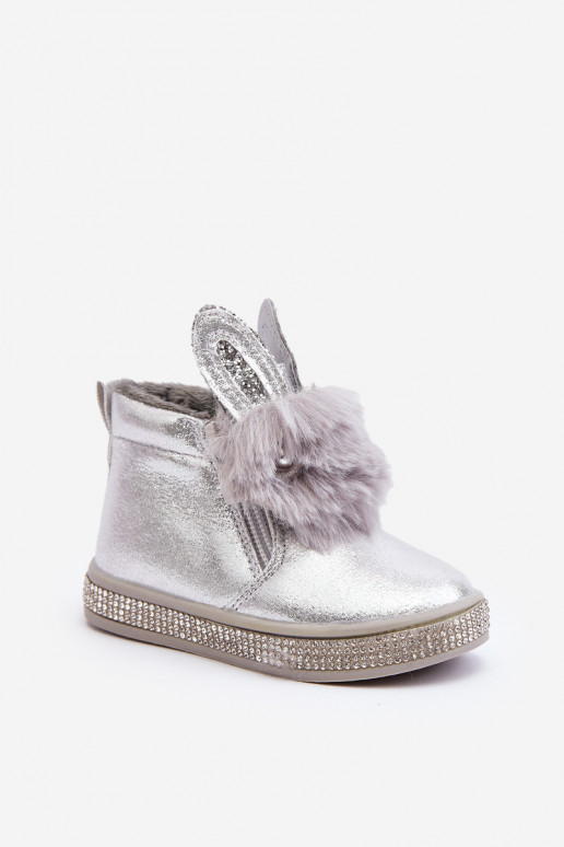 Children's Snow Boots with Zip Silver Mothia