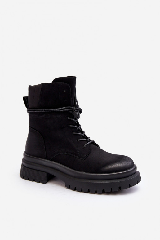 Women's Chunky Sole Ankle Boots Black Narelona