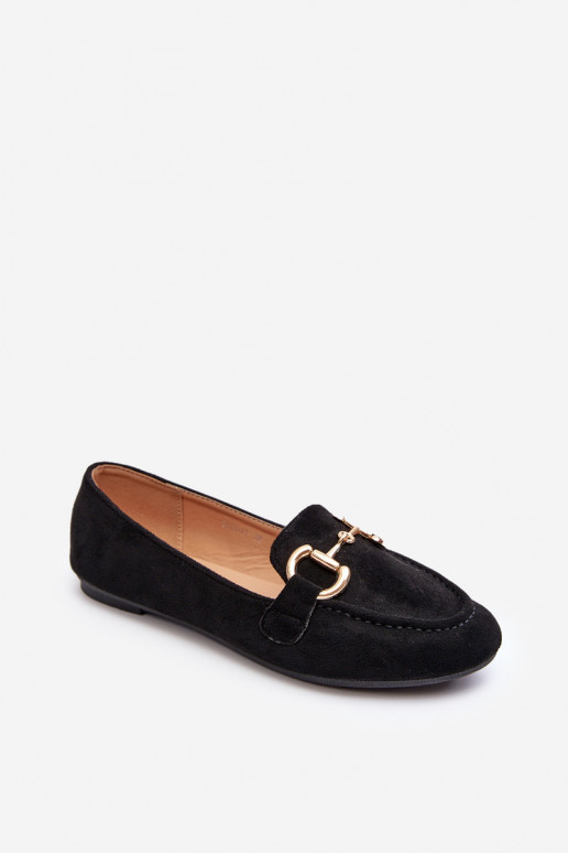 Women's Moccasins with Eco-Suede Decoration Black Winalita