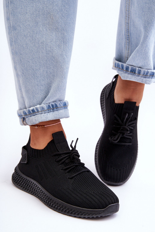 Women's Slip-On Fabric Sports Shoes Black Zauna