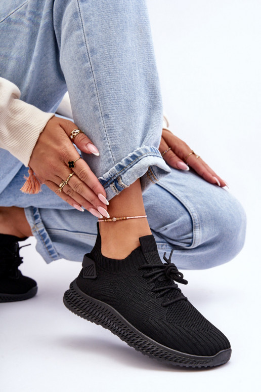 Women's Slip-On Fabric Sports Shoes Black Zauna Women's Slip-On Fabric Sports Shoes Black Zauna