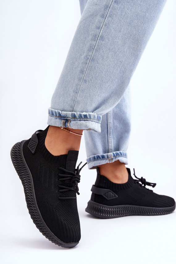 Women's Slip-On Fabric Sports Shoes Black Zauna