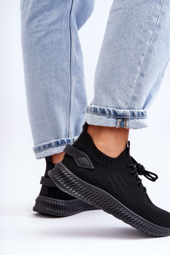 Women's Slip-On Fabric Sports Shoes Black Zauna