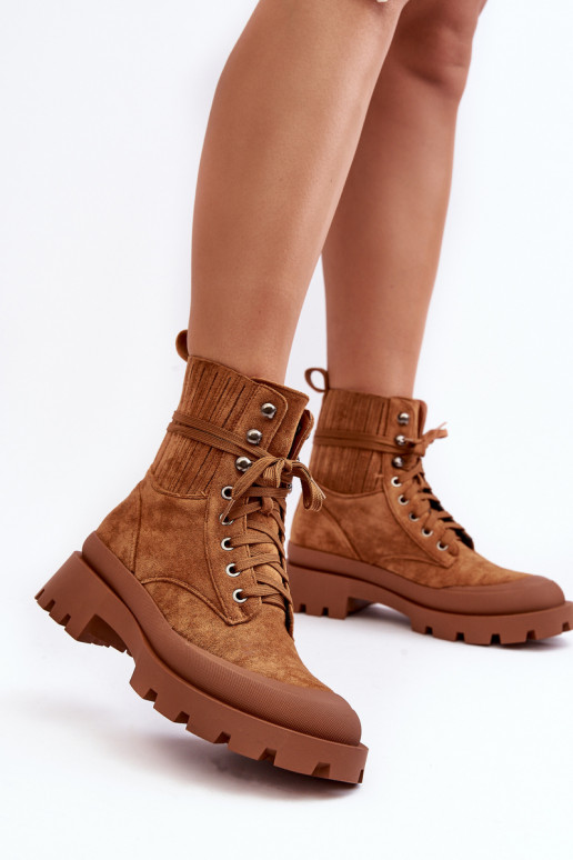 Women's Trapper Lace-Up Boots Camel Gordts