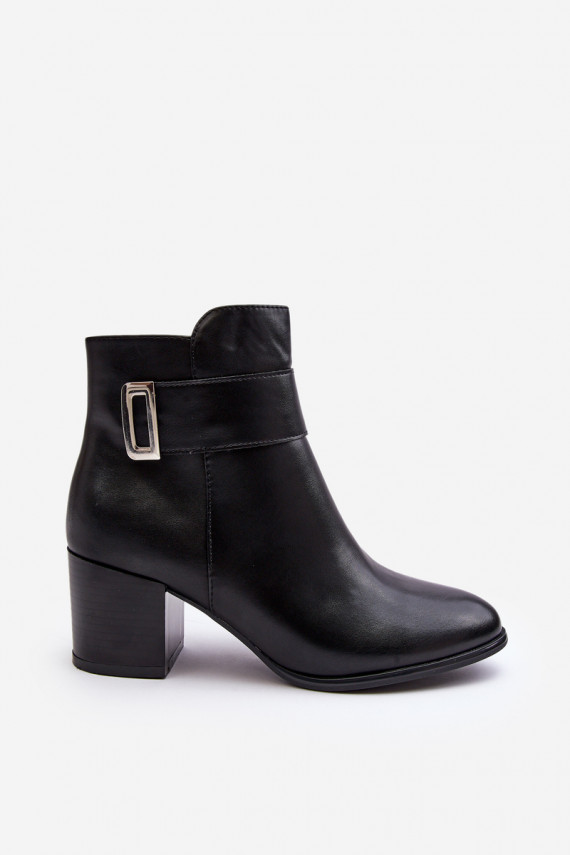 Women's Heeled Boots With Ornament Black Janeya