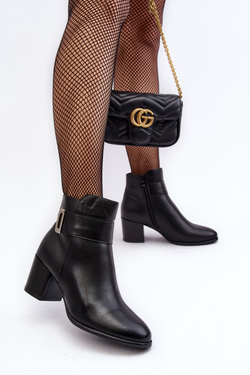 Women's Heeled Boots With Ornament Black Janeya