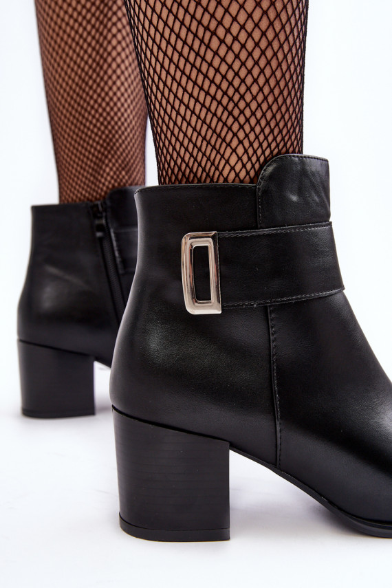 Women's Heeled Boots With Ornament Black Janeya