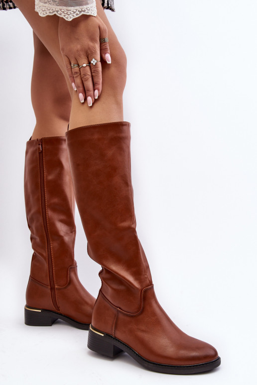 Flat cognac hotsell boots