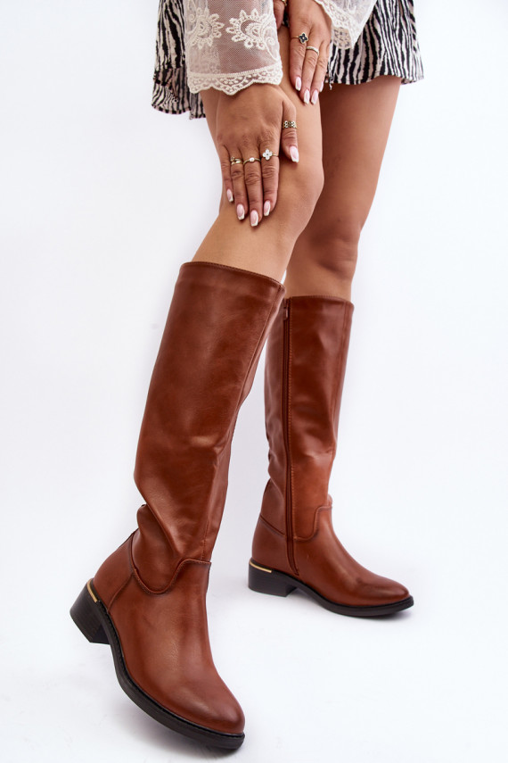 Women's Flat Heel Knee High Boots Brown Aviare