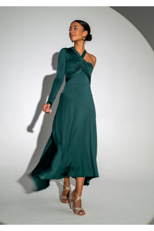 Carlita - evening dress with asymmetrical design in green color