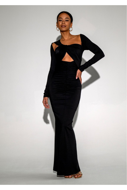 Elle - MAXI dress with a stylish neckline in black
