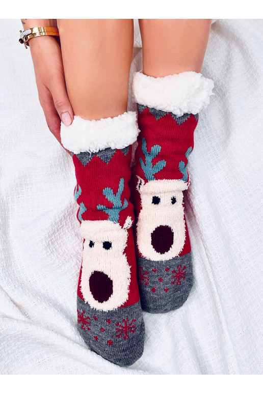 Socks  świąteczne z reniferem REINDEER Red