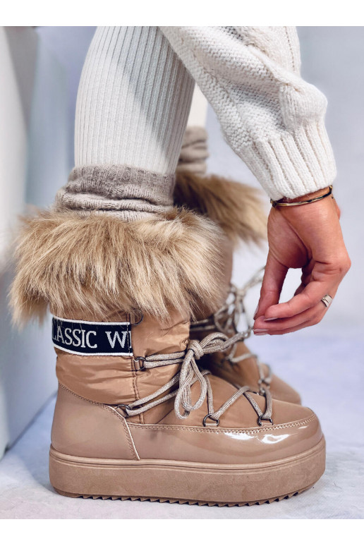 snow boots with fur KENDALS khaki color