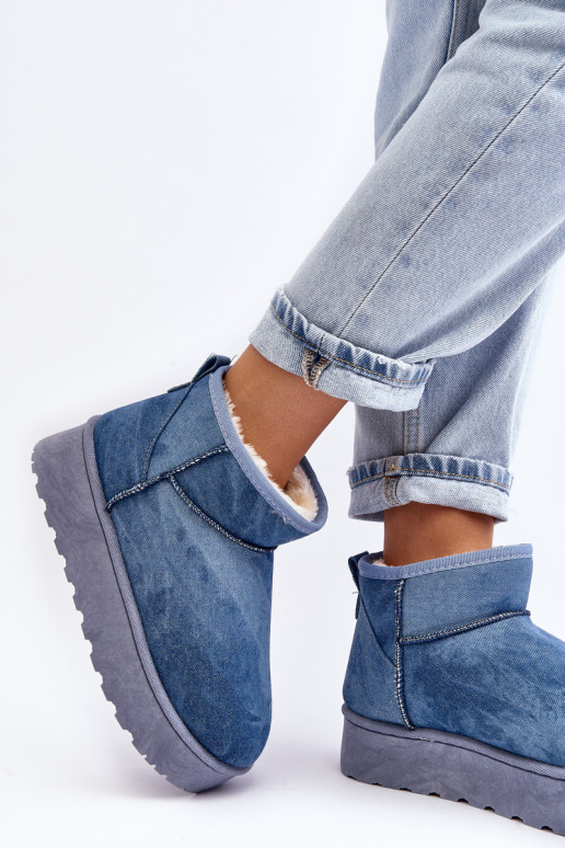 Women's Snow Boots with Glitter on Platform Blue Margella Women's Snow Boots with Glitter on Platform Blue Margella