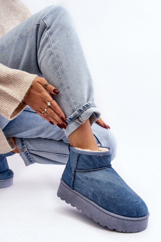 Women's Snow Boots with Glitter on Platform Blue Margella Women's Snow Boots with Glitter on Platform Blue Margella