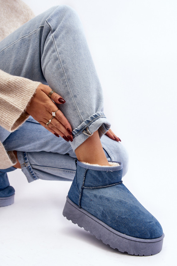 Women's Snow Boots with Glitter on Platform Blue Margella