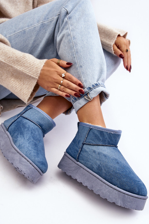 Women's Snow Boots with Glitter on Platform Blue Margella Women's Snow Boots with Glitter on Platform Blue Margella