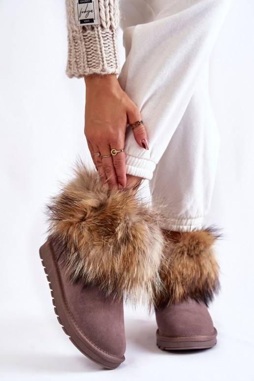 Women's Suede Snow Boots With Fur Grey Alexa