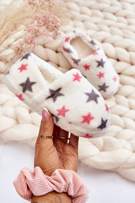 Children's Insulated Slip-On Slippers In Stars White Meyra