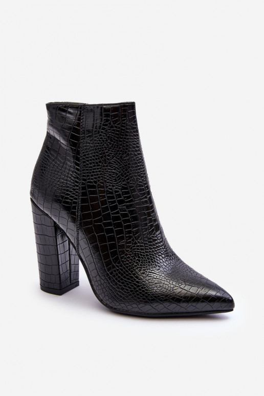 Elegant Snake Boots On Heel Black Dante Elegant Snake Boots On Heel Black Dante