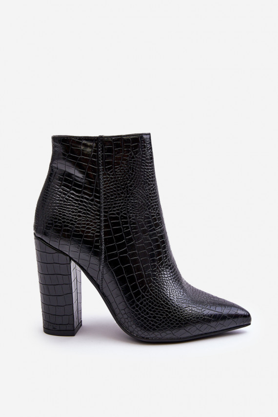 Elegant Snake Boots On Heel Black Dante