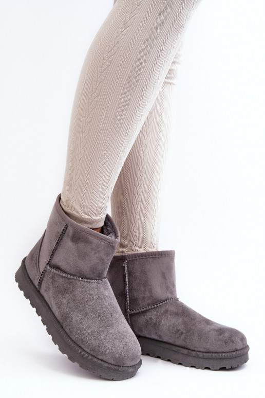 Women's Suede Snow Boots Padded Grey Nanga