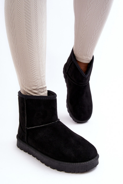 Women's Suede Snow Boots Fleece-Lined Black Nanga Women's Suede Snow Boots Fleece-Lined Black Nanga