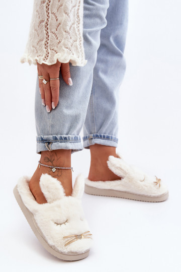 Women's Fluffy Slippers with Bunny White Dolcevia 2