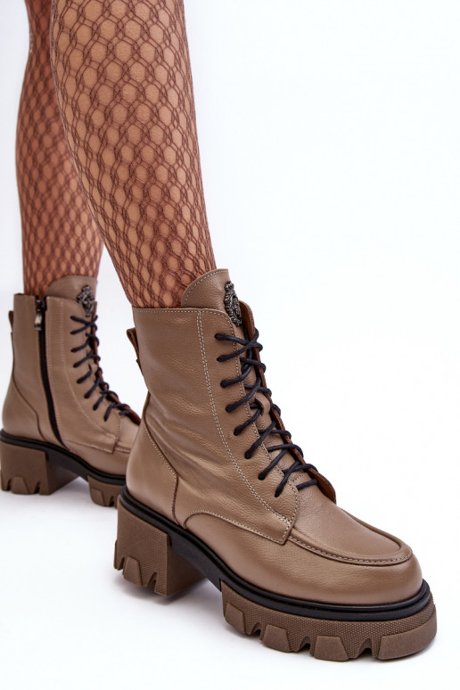 Leather Women's Padded Trapper Boots Lemar Brown Rehin Leather Women's Padded Trapper Boots Lemar Brown Rehin