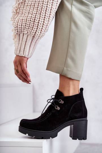 Women's Suede Boots Tied Black Marianne 2