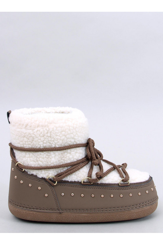 Women's snow boots with sheepskin PREND khaki colors