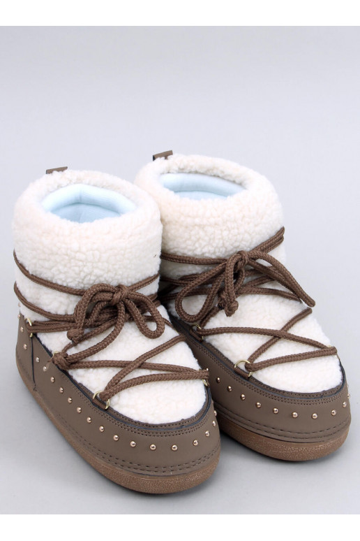 Women's snow boots with sheepskin PREND khaki colors