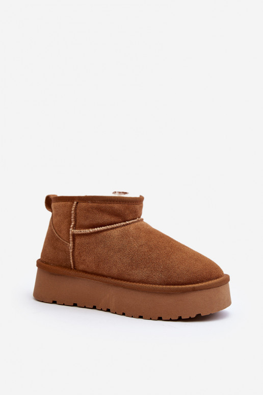 Fashionable Suede Low Snow Boots Camel Nucca