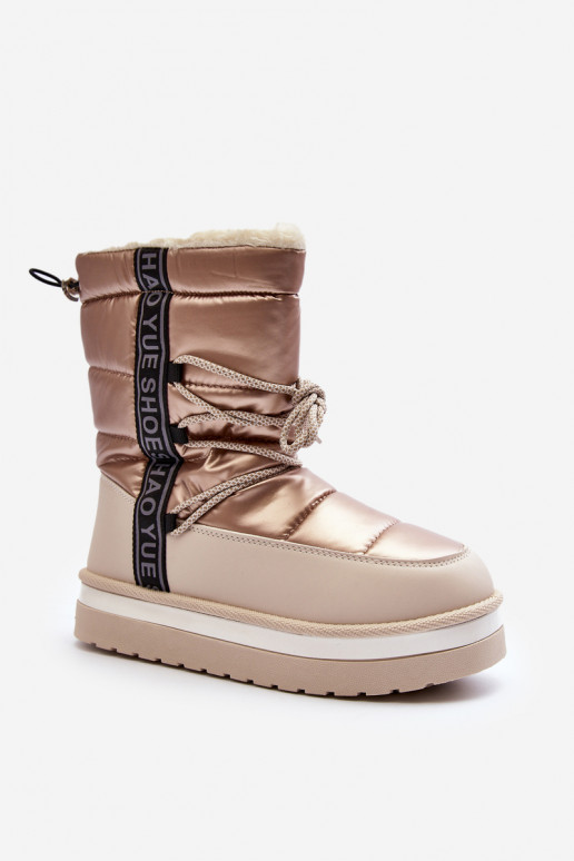 Women's Snow Boots with Beige Laces Lilara