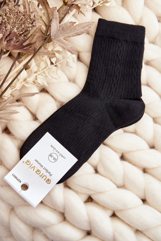 Women's Socks with Embossing Black