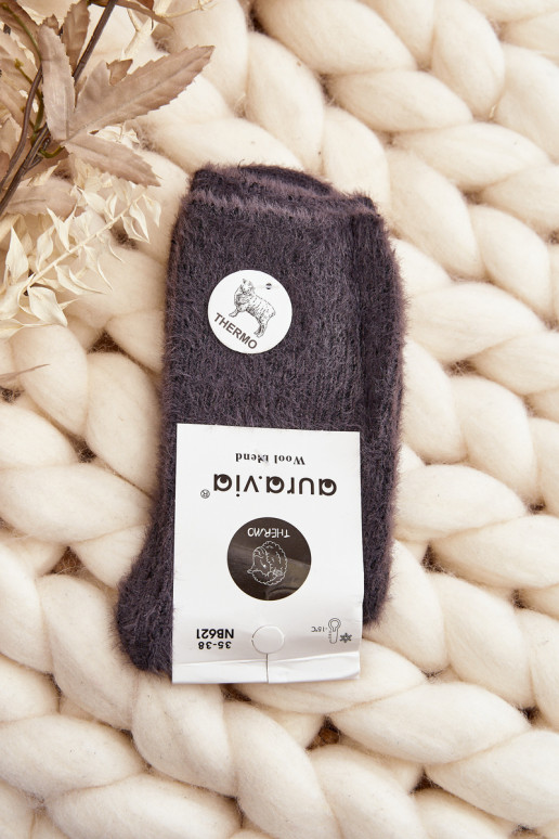 Warm socks with alpaca gray color