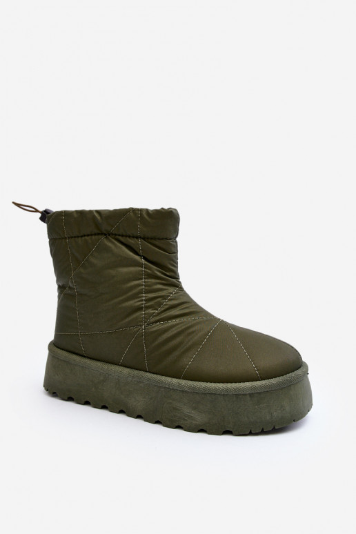 Women's snow boots on a chunky platform green Fionia