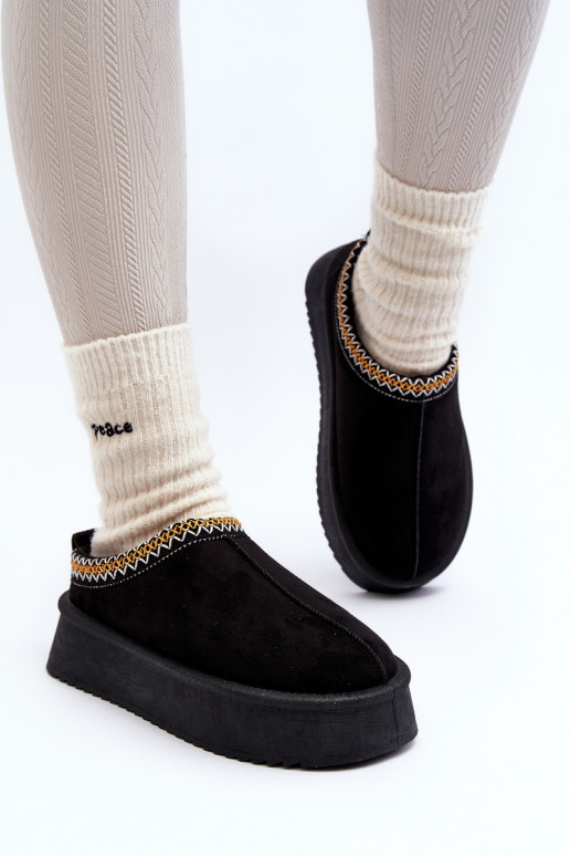 Slippers with Thick Sole in Black Eco Suede Sylva