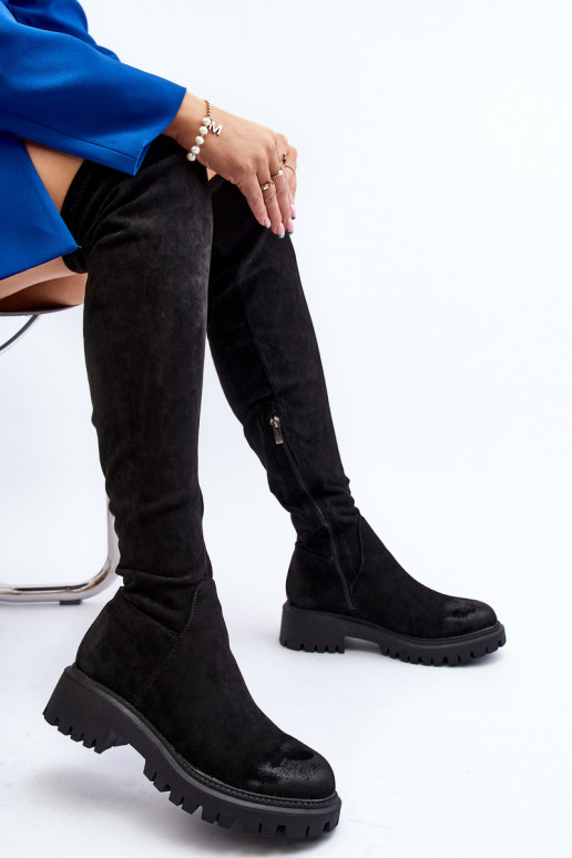 Women's flat heel over-the-knee boots La.Fi 270068B-SU Black Women's flat heel over-the-knee boots La.Fi 270068B-SU Black