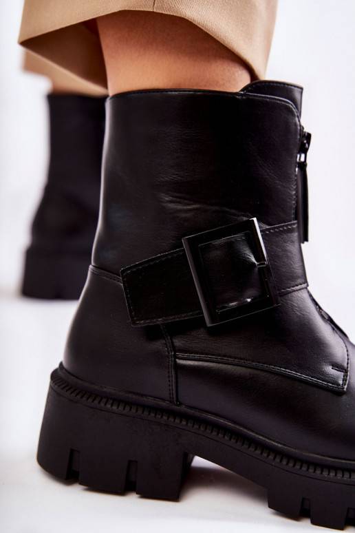 Women's Warm Boots With Zipper Black Torey