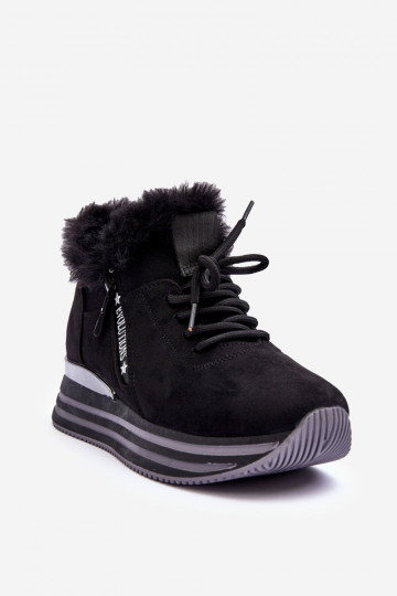 Platform Furry Sports Shoes Black Jamarie 2
