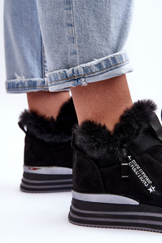 Platform Furry Sports Shoes Black Jamarie