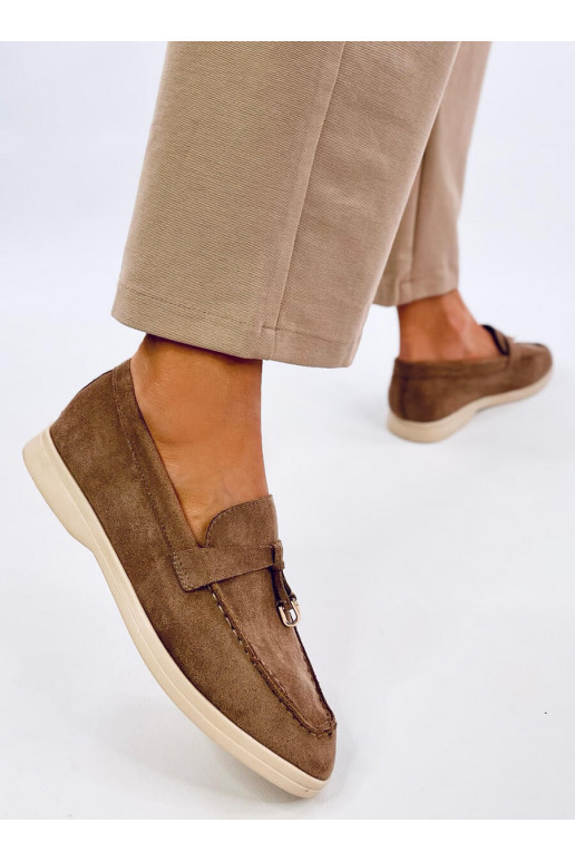  Women's moccasins of suede ROBINS khaki colors