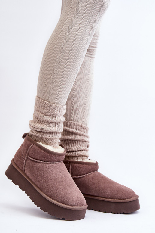 Fashionable Low Suede Snow Boots Khaki Nucca Fashionable Low Suede Snow Boots Khaki Nucca
