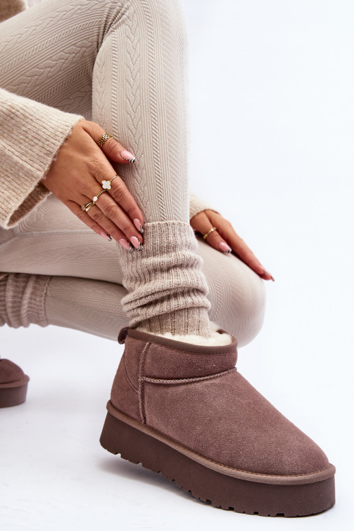 Fashionable Low Suede Snow Boots Khaki Nucca Fashionable Low Suede Snow Boots Khaki Nucca