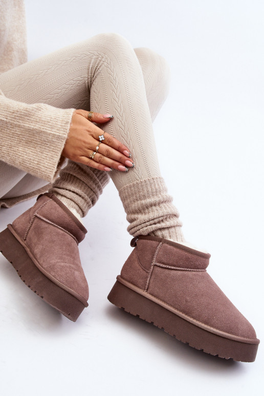 Fashionable Low Suede Snow Boots Khaki Nucca Fashionable Low Suede Snow Boots Khaki Nucca
