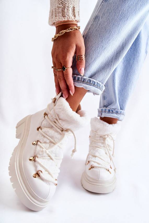 Leather Warm Boots White Arisa