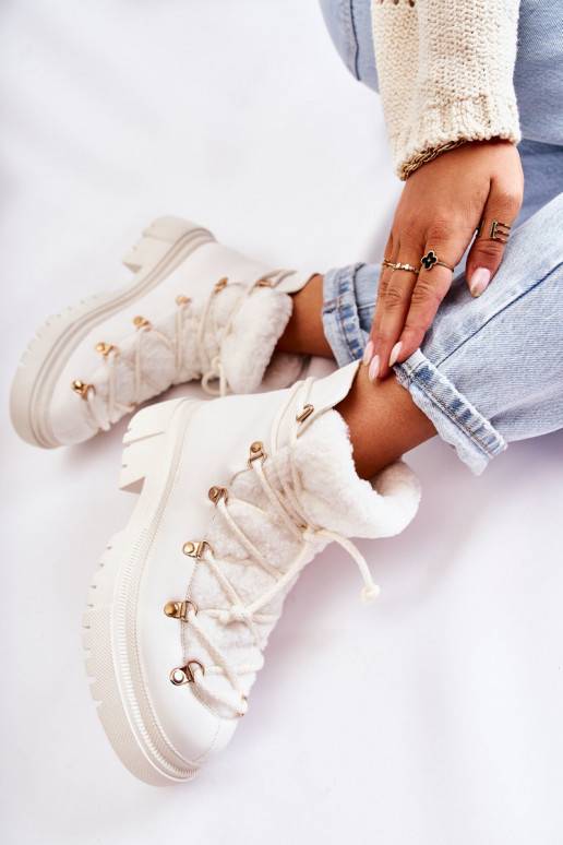 Leather Warm Boots White Arisa Leather Warm Boots White Arisa