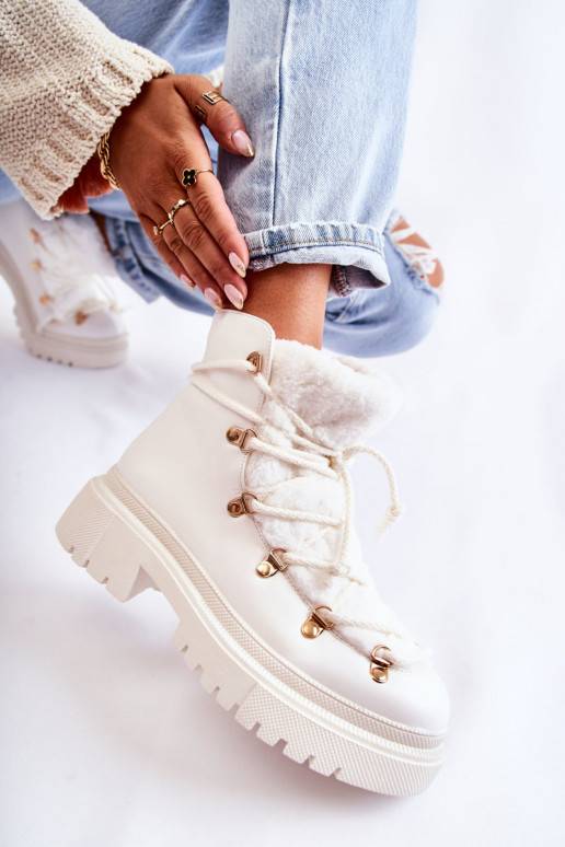 Leather Warm Boots White Arisa Leather Warm Boots White Arisa