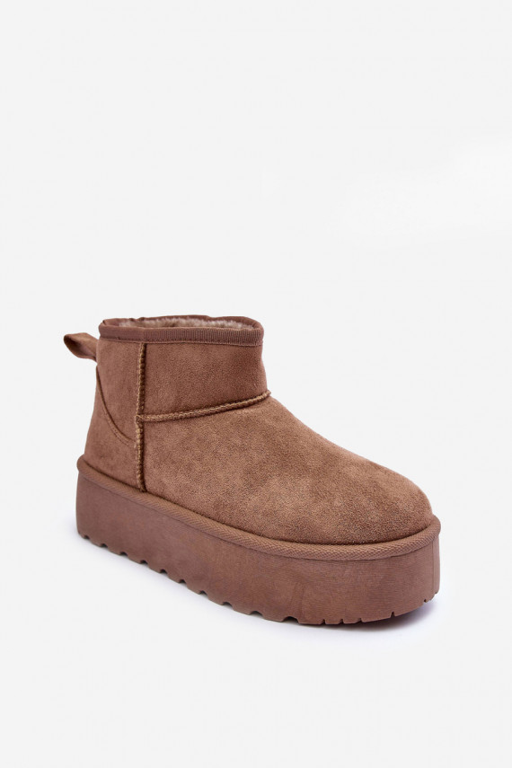 Suede Snow Boots On Platform Dark Beige Corcoran